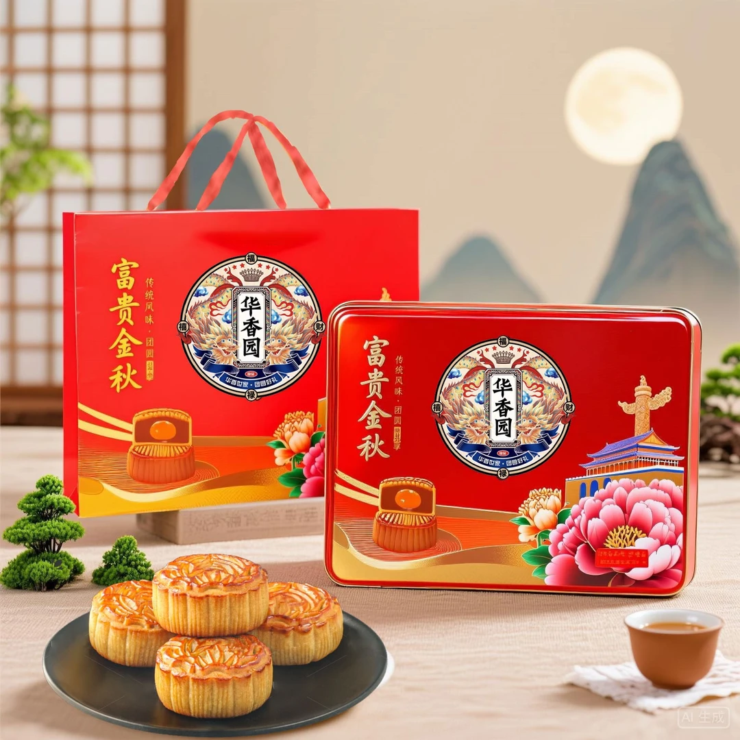 【买一送一】华香园富贵金秋礼盒500克/盒六饼四味正宗广式口味中秋