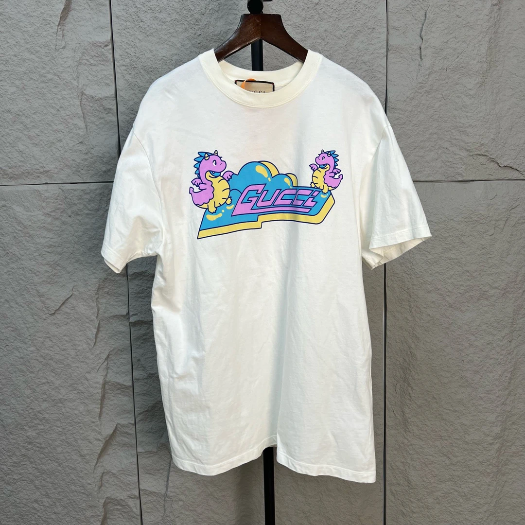 99新 GUCCI/古驰 胸前泡泡龙印花白色短袖 S码 cl00357
