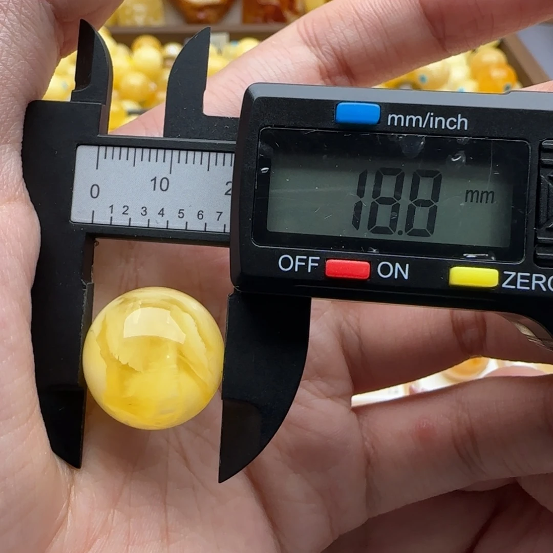 蜜蜡未镶嵌裸石蜜蜡圆珠微瑕