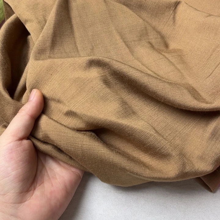 棉混纺卡其色麻棉2米
