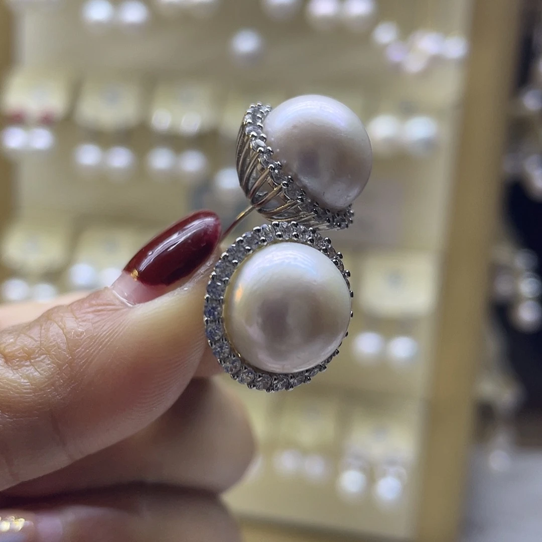 耳饰淡水珍珠银S925镶嵌