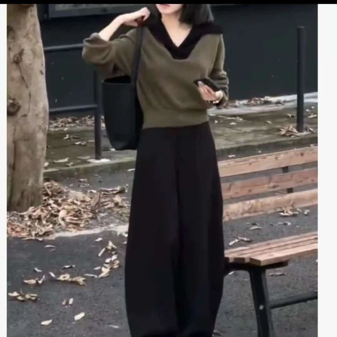 秋季新款时尚通勤气质上衣休闲阔腿裤女装