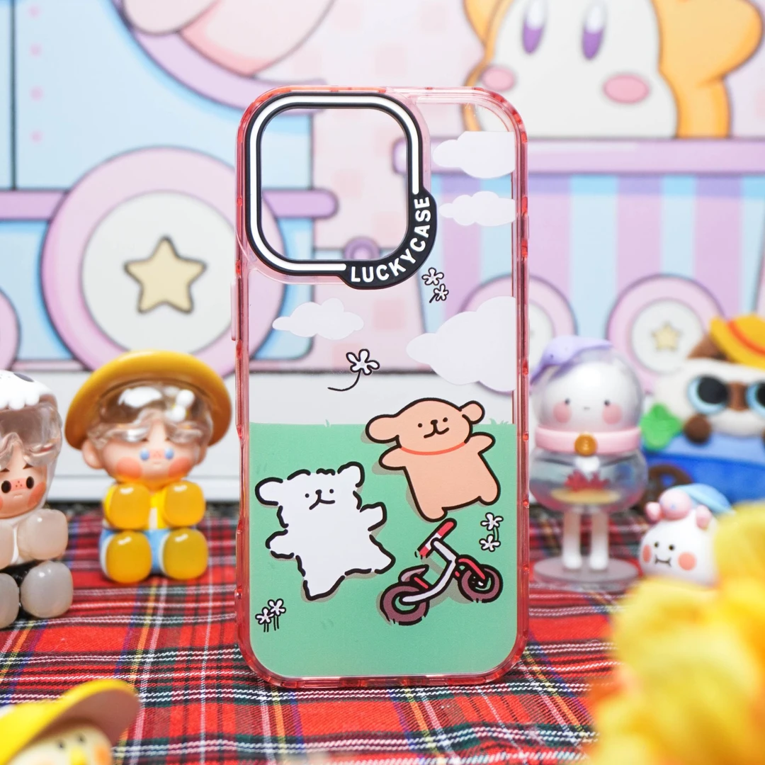草地小狗元气壳苹果iPhone16PM手机壳15女14可爱13亚克力透明