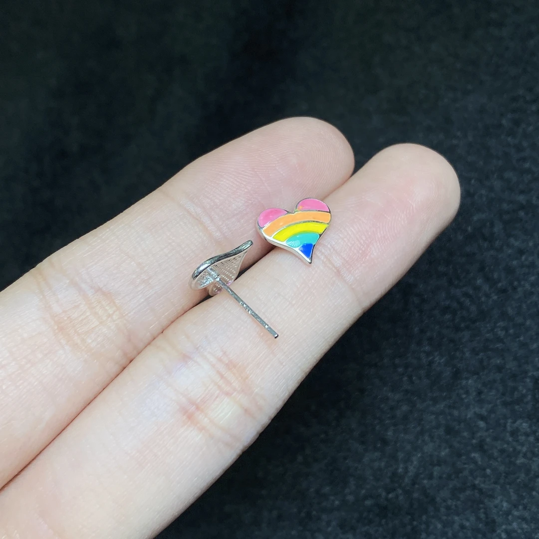 925银银制品 【小北珠宝】S925银心型耳钉22-56H34X482