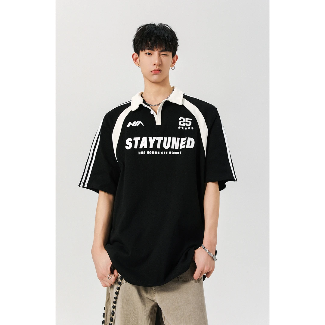 重磅纯棉polo衫短袖t恤男夏季插肩袖翻领半袖男青少年美式体恤衫