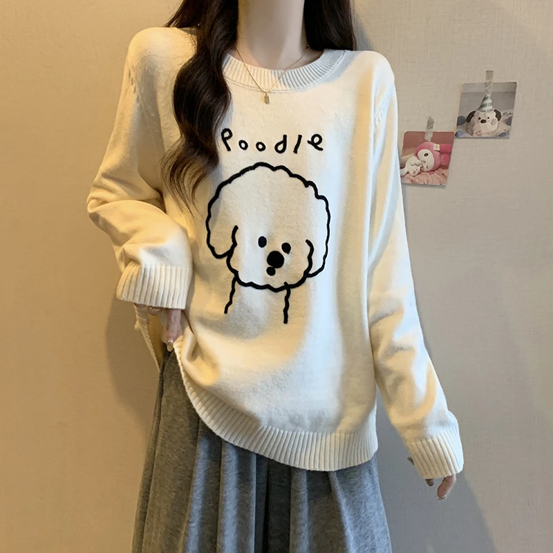 2025年秋冬新款胖mm大码女卡通提花针织衫宽松减龄风毛衣时尚上衣