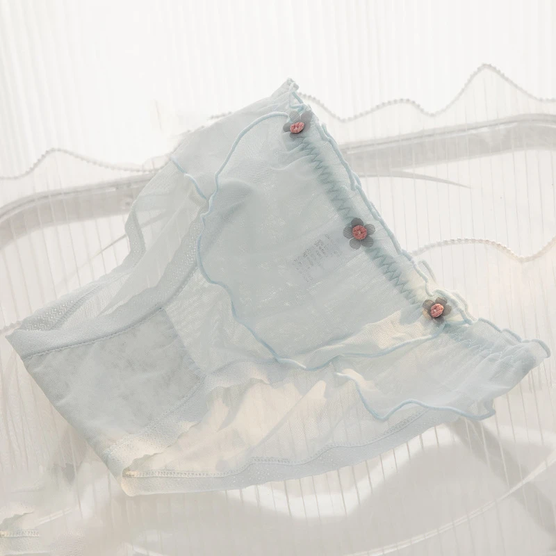 纯欲性感网纱唯美蕾丝少女内裤日系甜美荷叶边轻薄透气学生