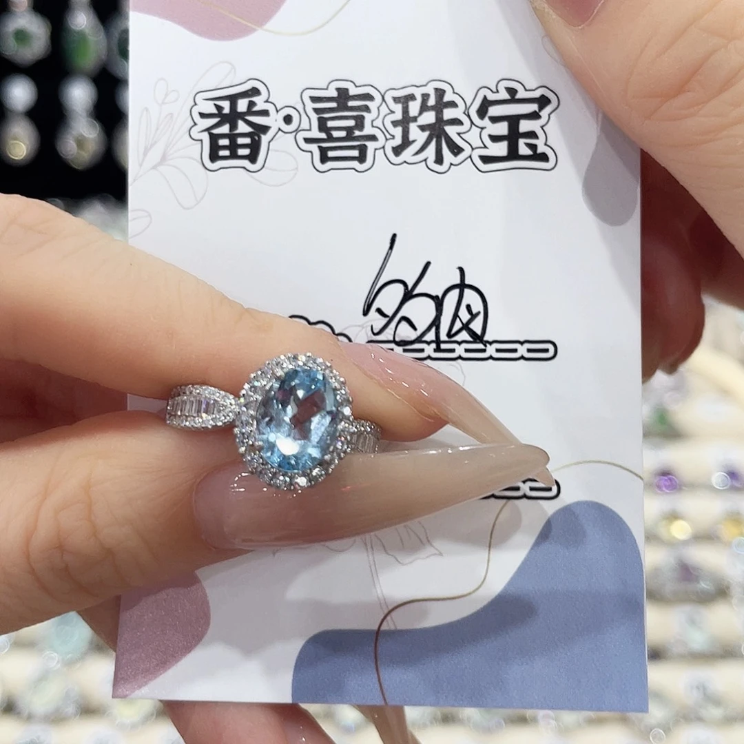 托帕石戒指银S925镶嵌多****版戒指