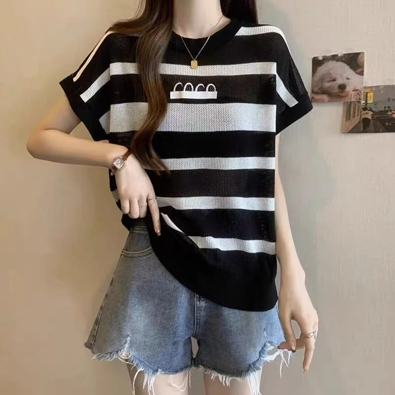 夏季新款洋气遮肚减龄针织衫上衣6591