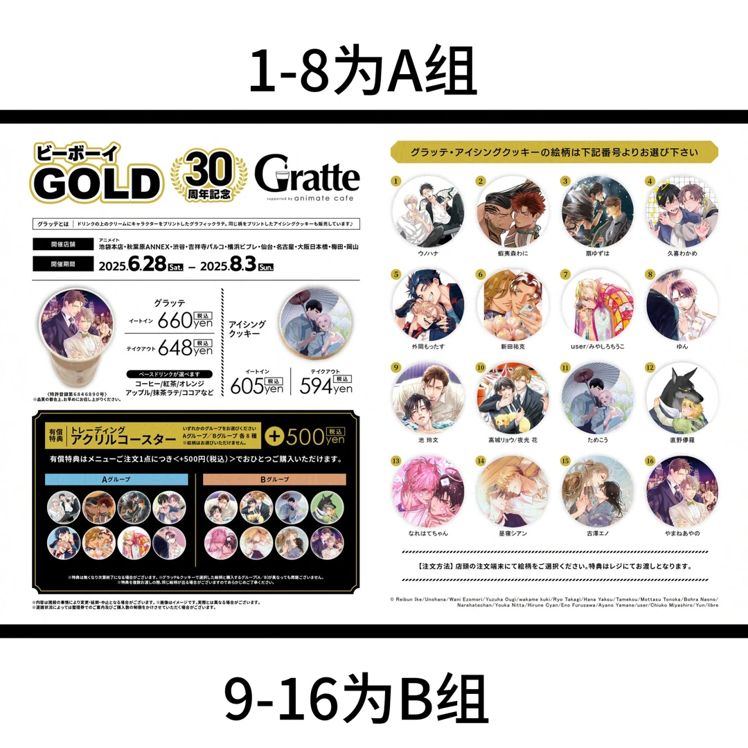 【Gratte】Beboy Gold30周年cafe 探索者 外冈等 亚克力杯垫