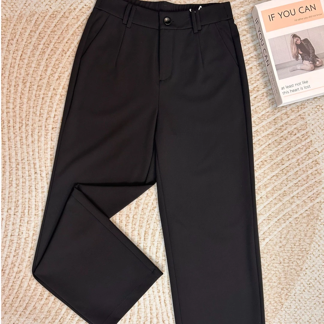 【千渡女裤】25年夏季新款高腰窄版九分小直筒显瘦清凉透气高弹力