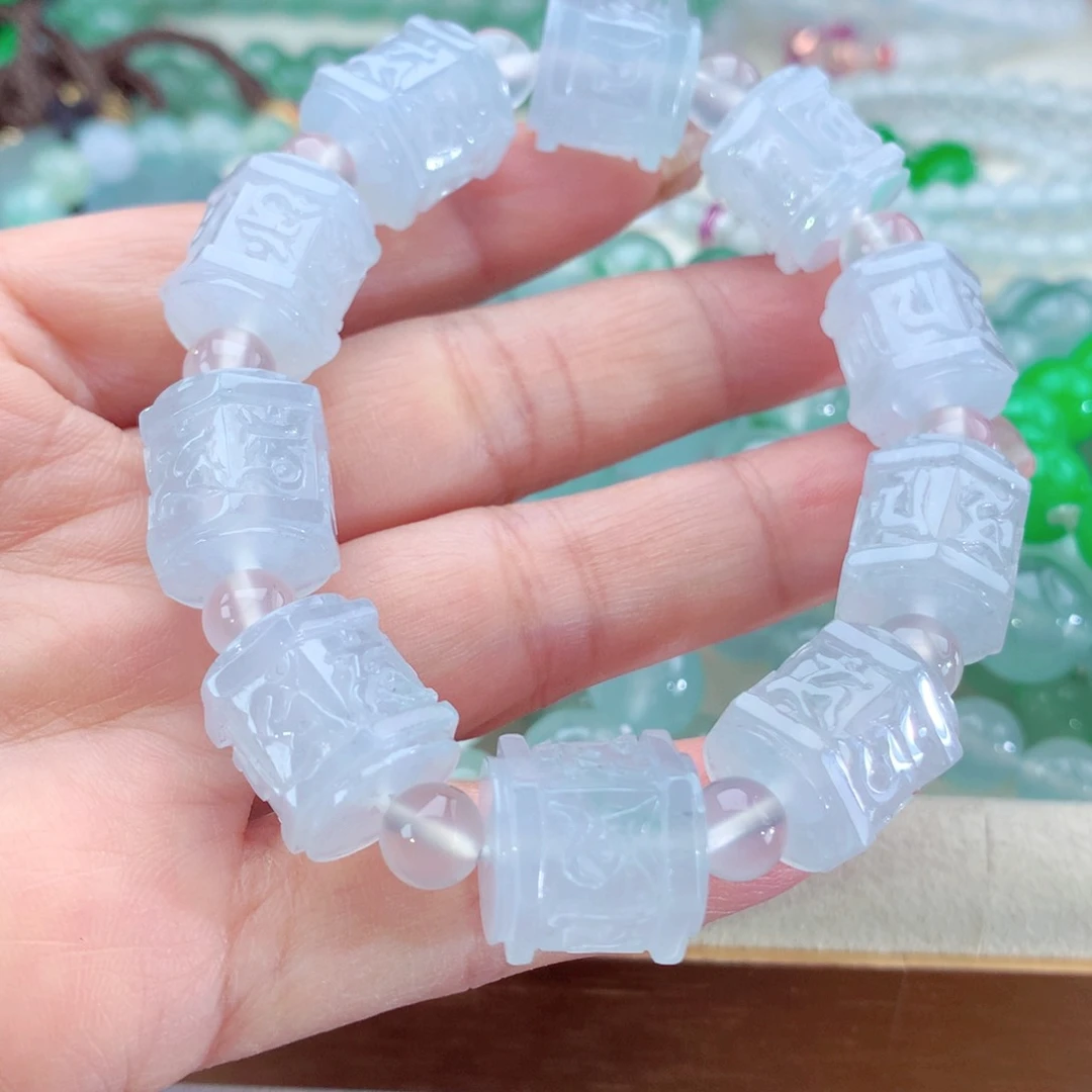 翡翠手串未镶嵌陈**.天然缅甸翡翠