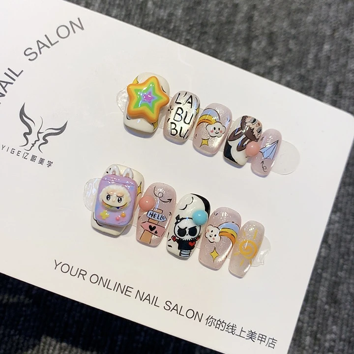 亿哥-【布布总动员】- 设计师纯手绘重工款雕花纯手工轻奢穿戴美甲