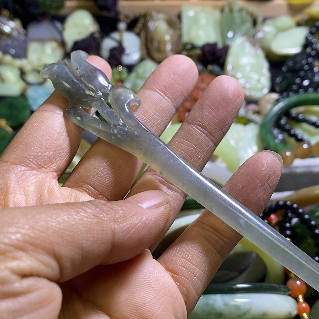 岫玉未镶嵌手镯发簪