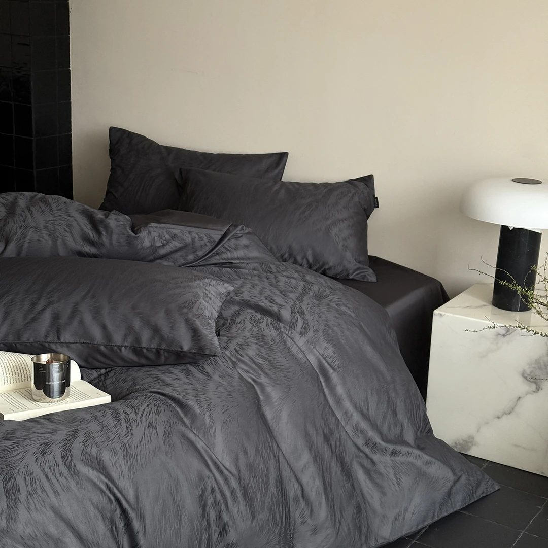 轻奢高级感100S长绒棉提花三四件套全棉纯棉被套床单床笠床上用品