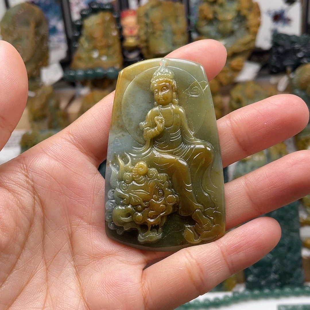翡翠未镶嵌颈饰天然翡翠a货文殊