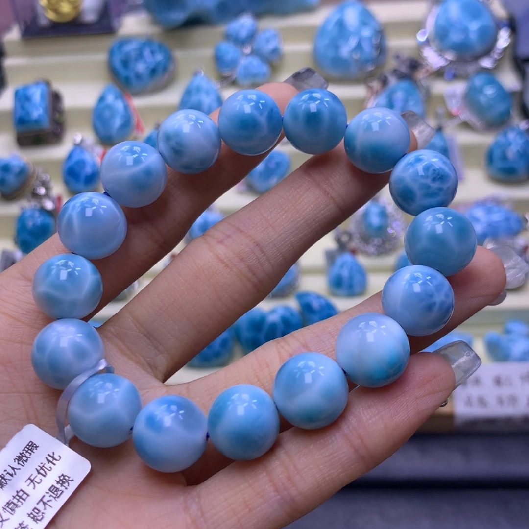 针钠钙石（海纹石）未镶嵌手链精品满纹闪电艳12m