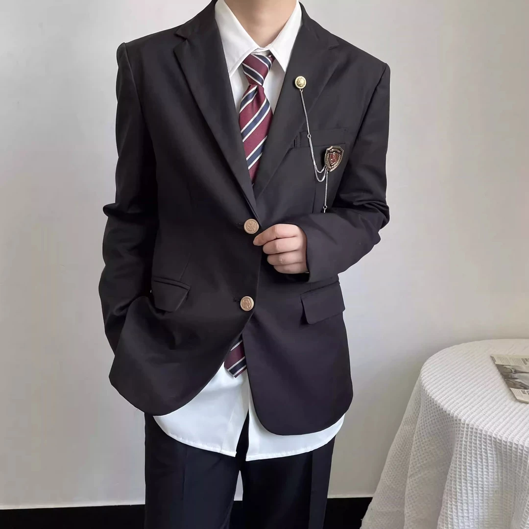 春秋季dk男生制服西服西装外套上衣宽松日系校园风百搭学院风班服