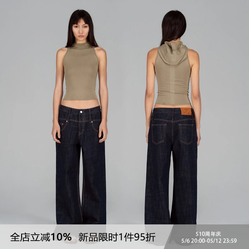 【新品限时95折】SMIIILE解构活性染纯棉宽松阔腿直筒牛仔裤春夏