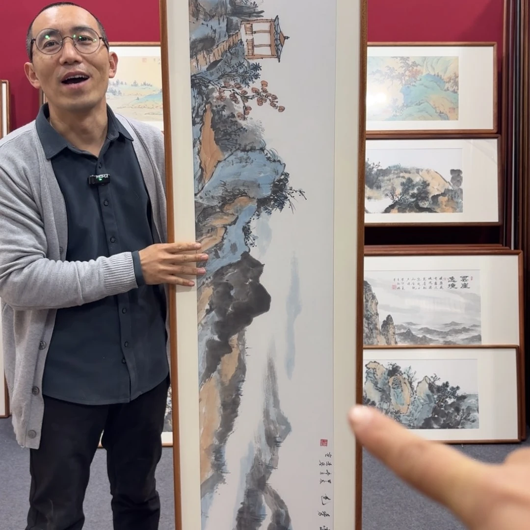 国画手绘作品带框