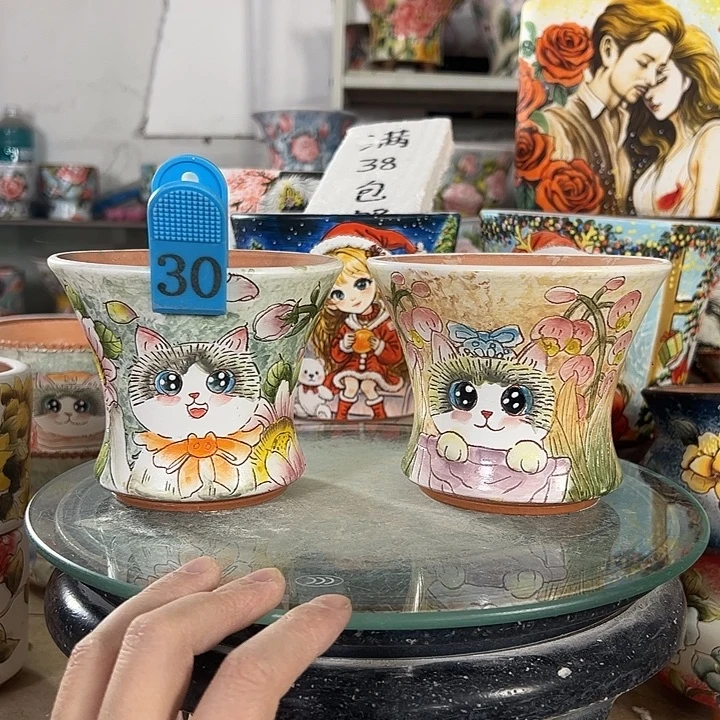 景德镇手绘花盆性价比超高的直播间