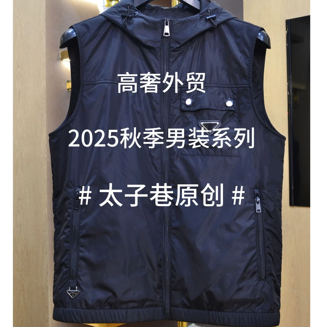 鱼骨式底摆连帽男薄款常规款马甲免烫纯色脏脏风