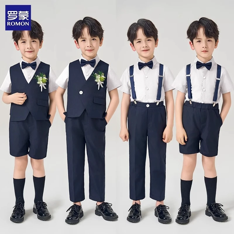 /儿童男童礼服套装英伦风周岁钢琴演出服夏季花童小西装