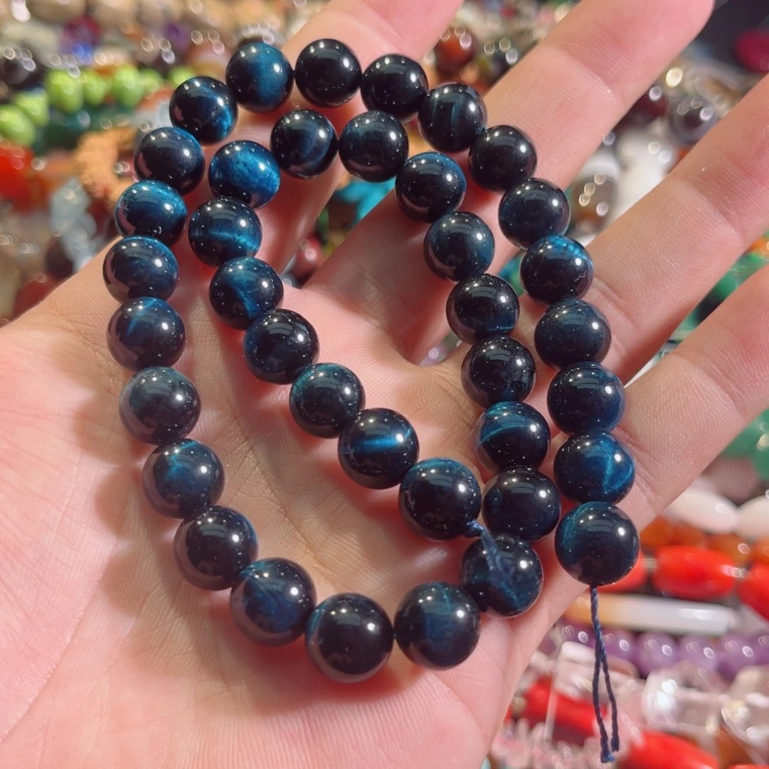 玛瑙/玉髓合金珠宝半成品蓝虎眼一条10mm