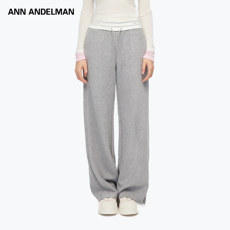 ANN ANDELMAN抽绳高腰卫裤纯色休闲裤春夏秋季alo裤子直筒裤针织