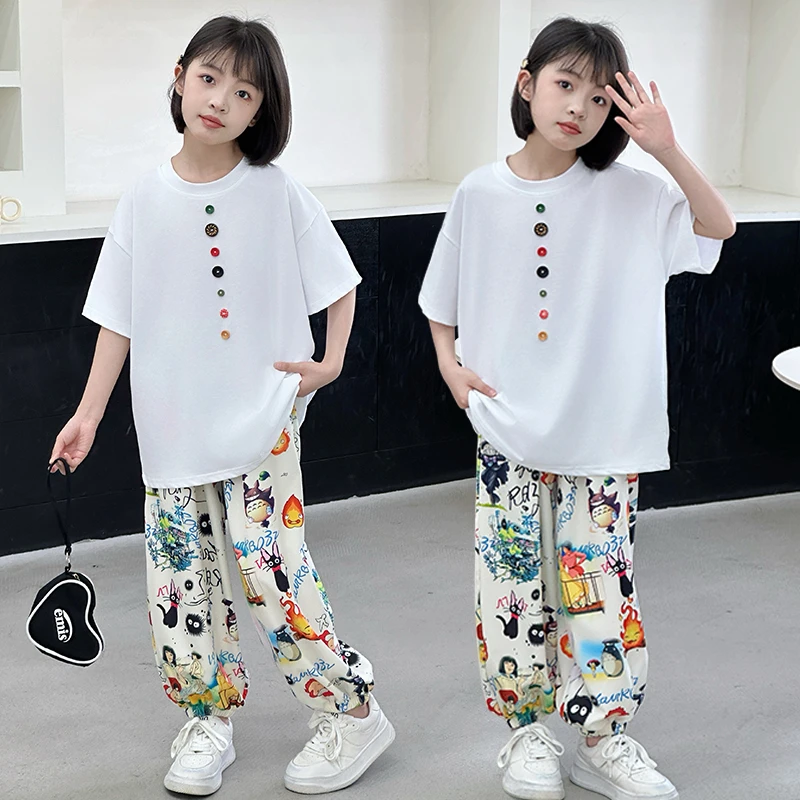 2025新款男女童套装夏季洋气中大童宽松短袖休闲裤子儿童薄款夏装