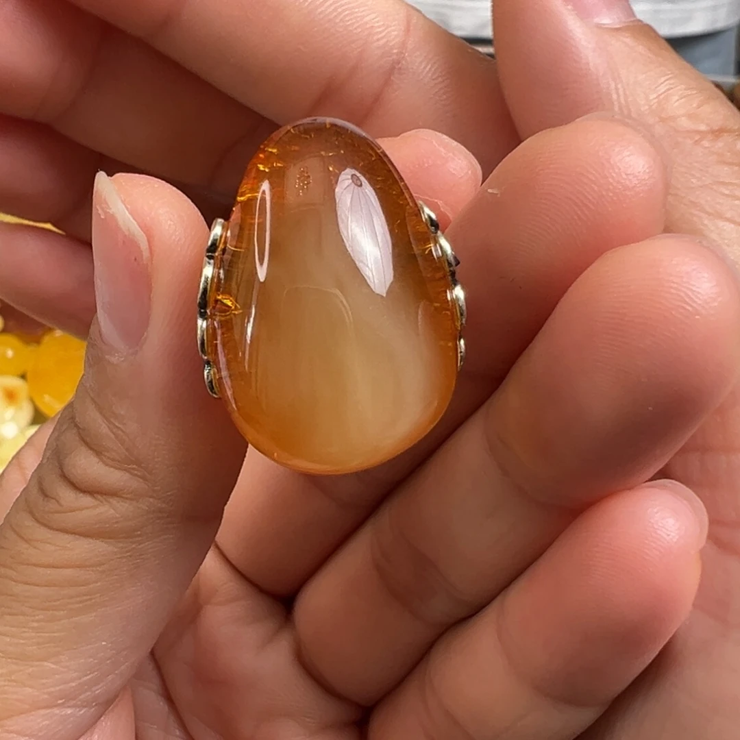 琥珀银S925镶嵌裸石琥珀