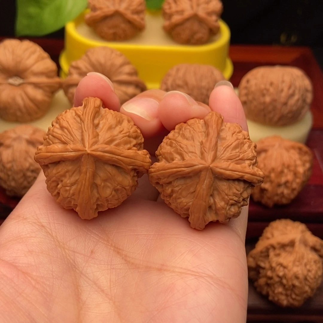 捌***零把件文玩核桃野生粗筋四棱36