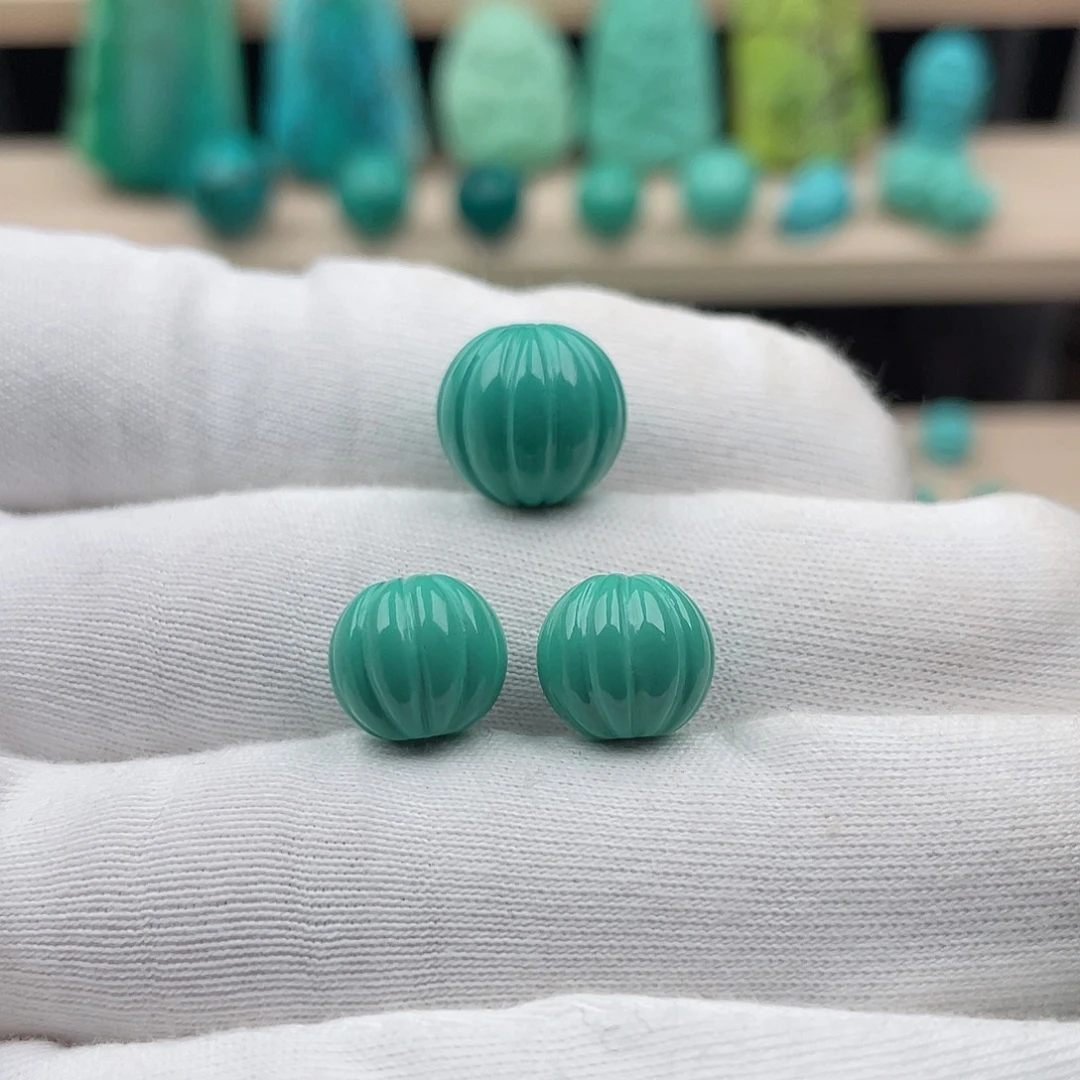 湖北秦古绿料10-12mm瓜珠一套