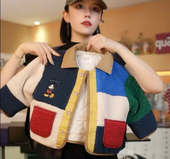 【糖果米奇】羊羔毛男童女童外套儿童加厚韩版童装冬季翻领保暖棉衣