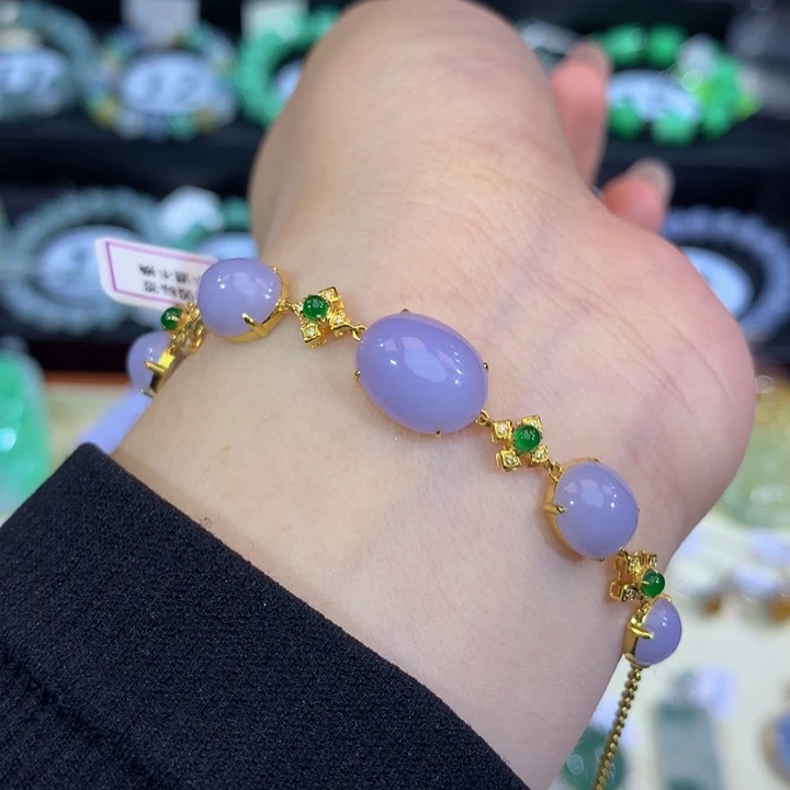 18K金镶嵌手链翡翠翡翠