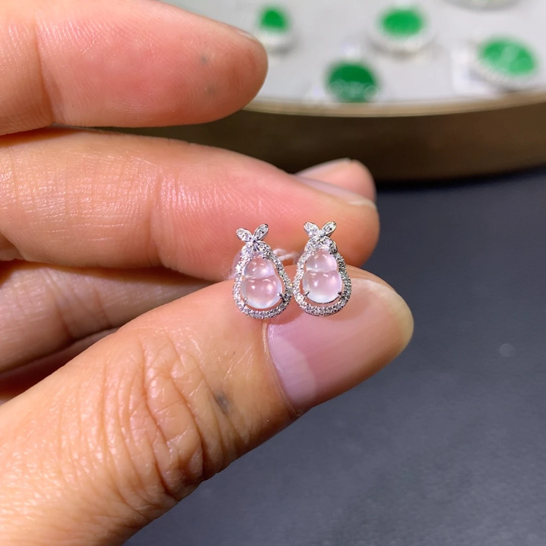 翡翠耳饰18K金镶嵌翡翠