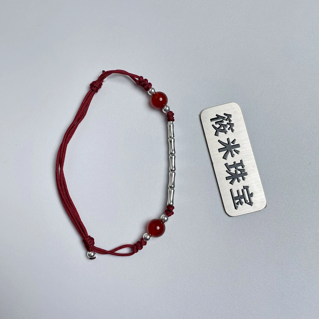 925银手链 竹节红绳手链D1408 MD