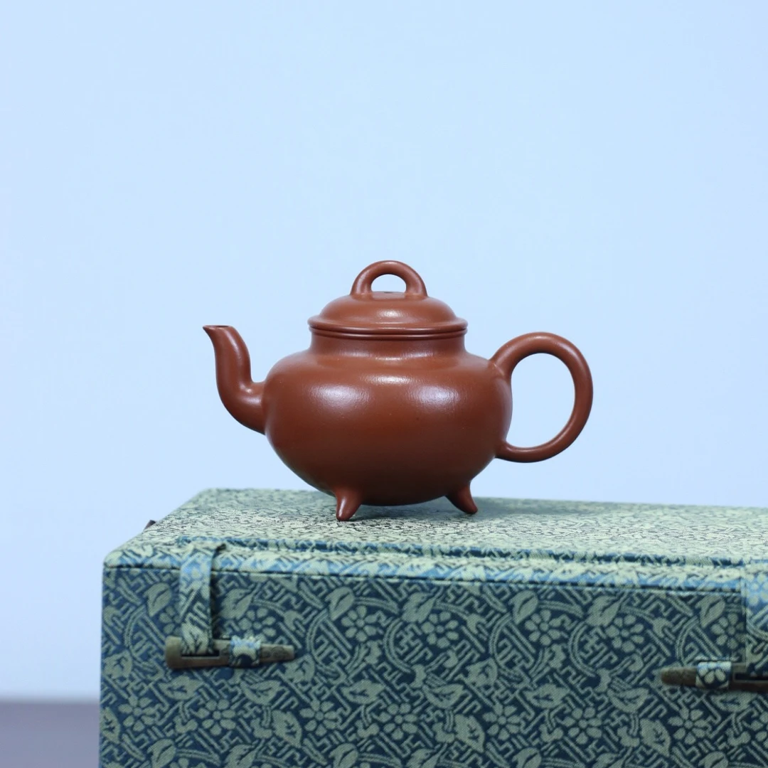三足贡局紫砂壶名家许林峰老师赵庄原矿皱皮朱泥全手工制180cc