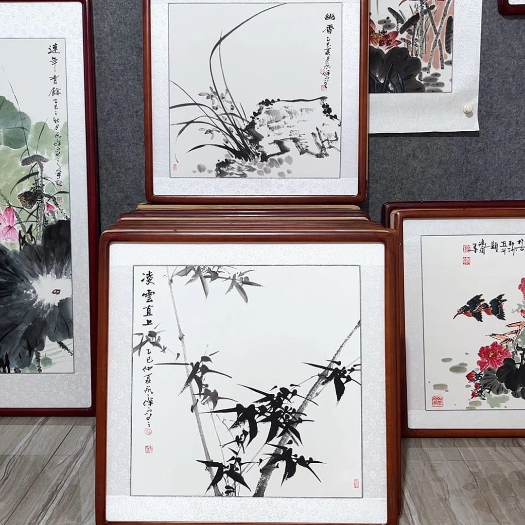 国画书画作品带框63×63
