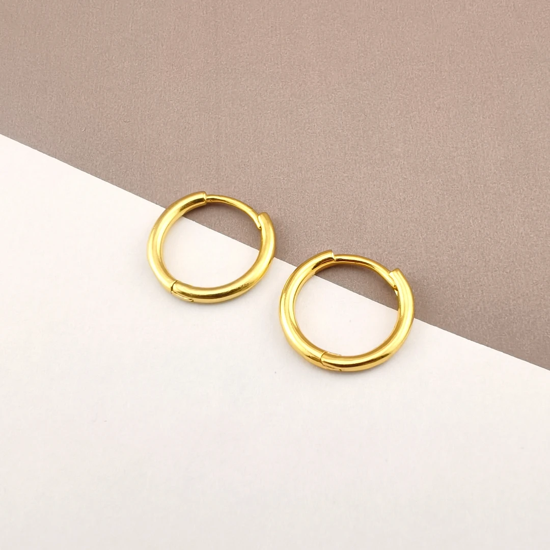 925银耳饰 【洛一银饰】【925银】亮面金色圆形耳包耳圈时尚百搭个性