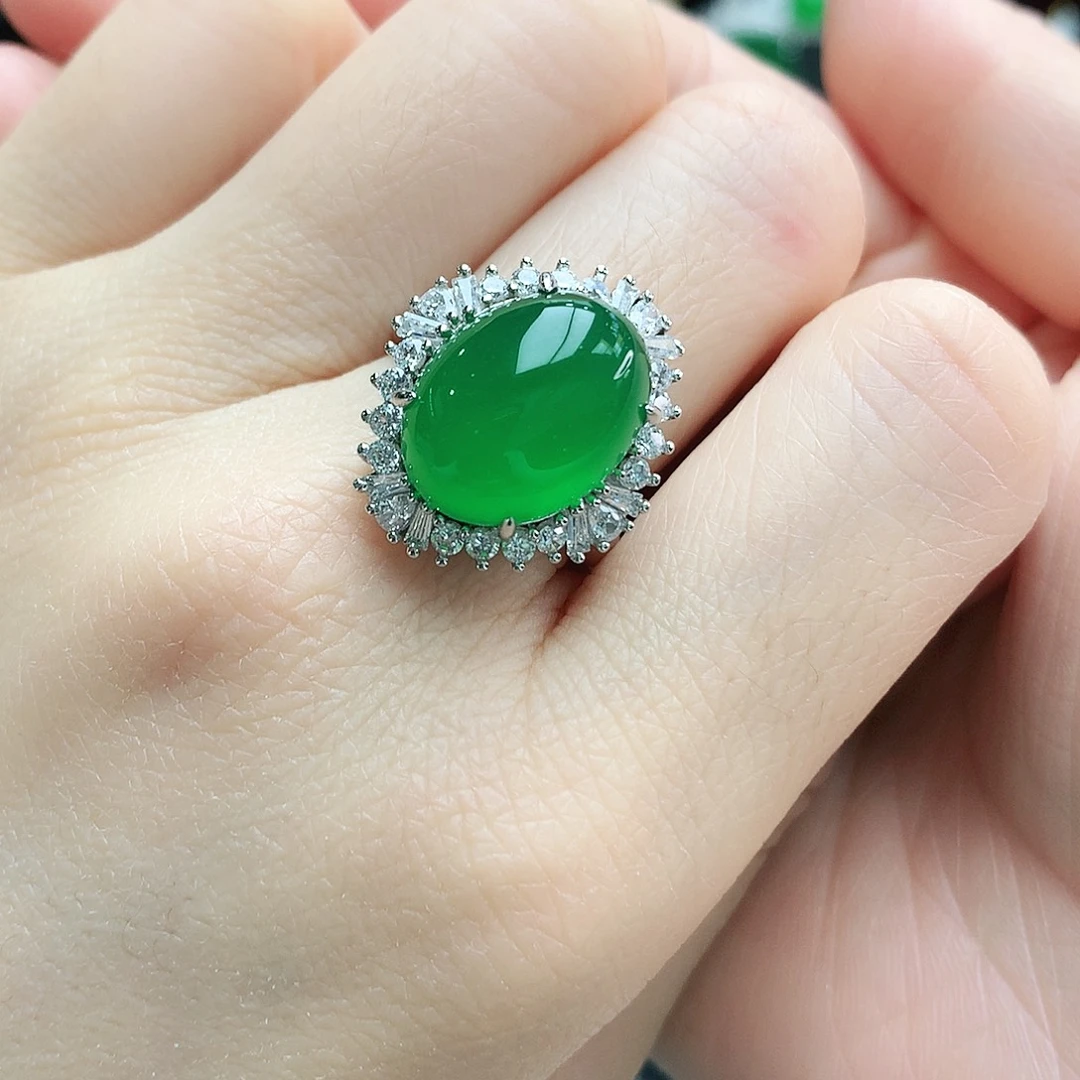 玛瑙/玉髓戒指银S925镶嵌