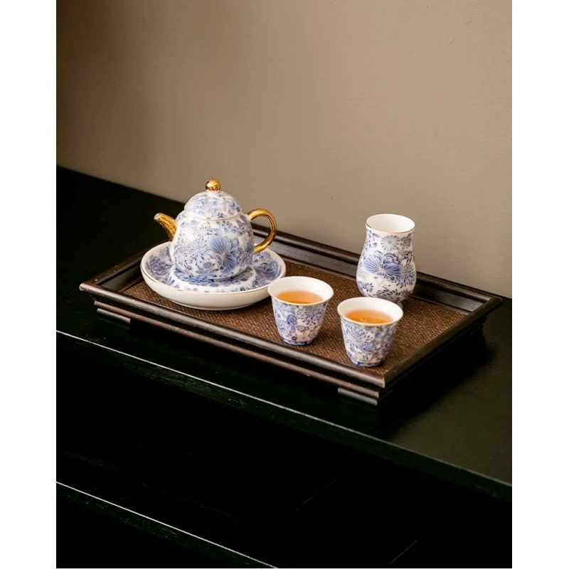 陈明智掐丝青花茶壶套装家用功夫茶具泡茶壶茶杯礼盒装I746