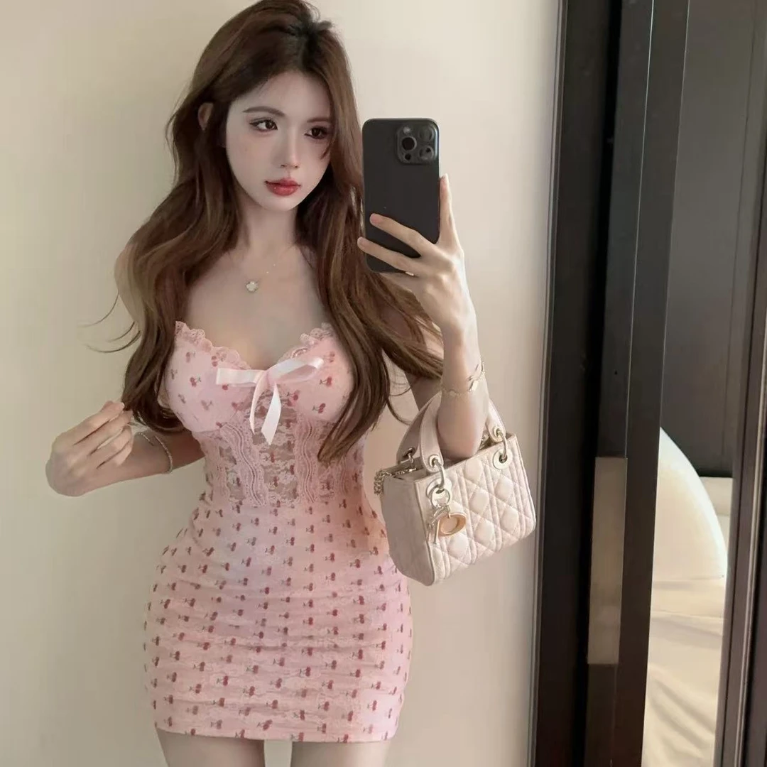 缠绵悱恻-短裙荡领高腰小众修身气质纯欲风夏季纯欲甜美睡裙吊带