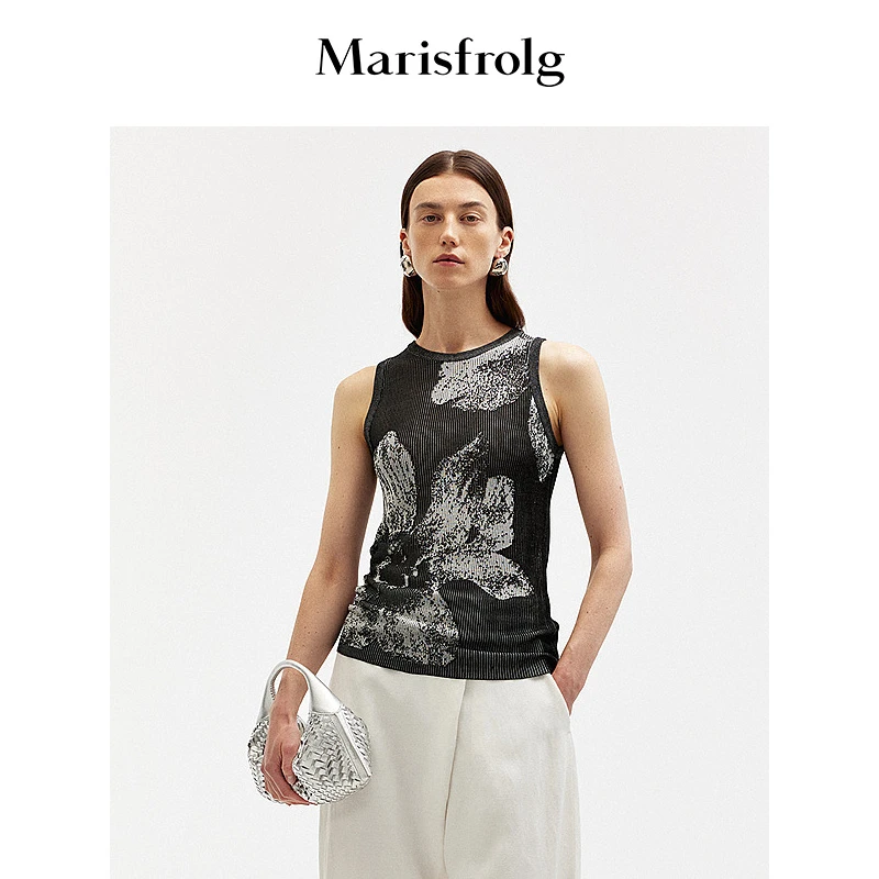 【冬姐精选】Marisfrolg玛丝菲尔无袖印花打底圆领针织衫A1EG2839M
