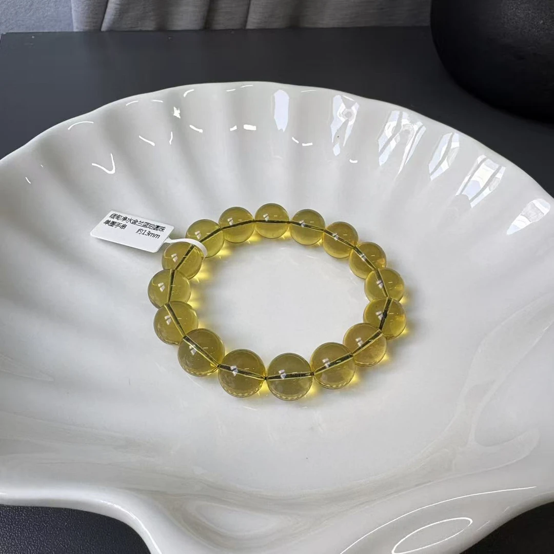缅甸净水金兰蓝珀圆珠单圈手串约13mm