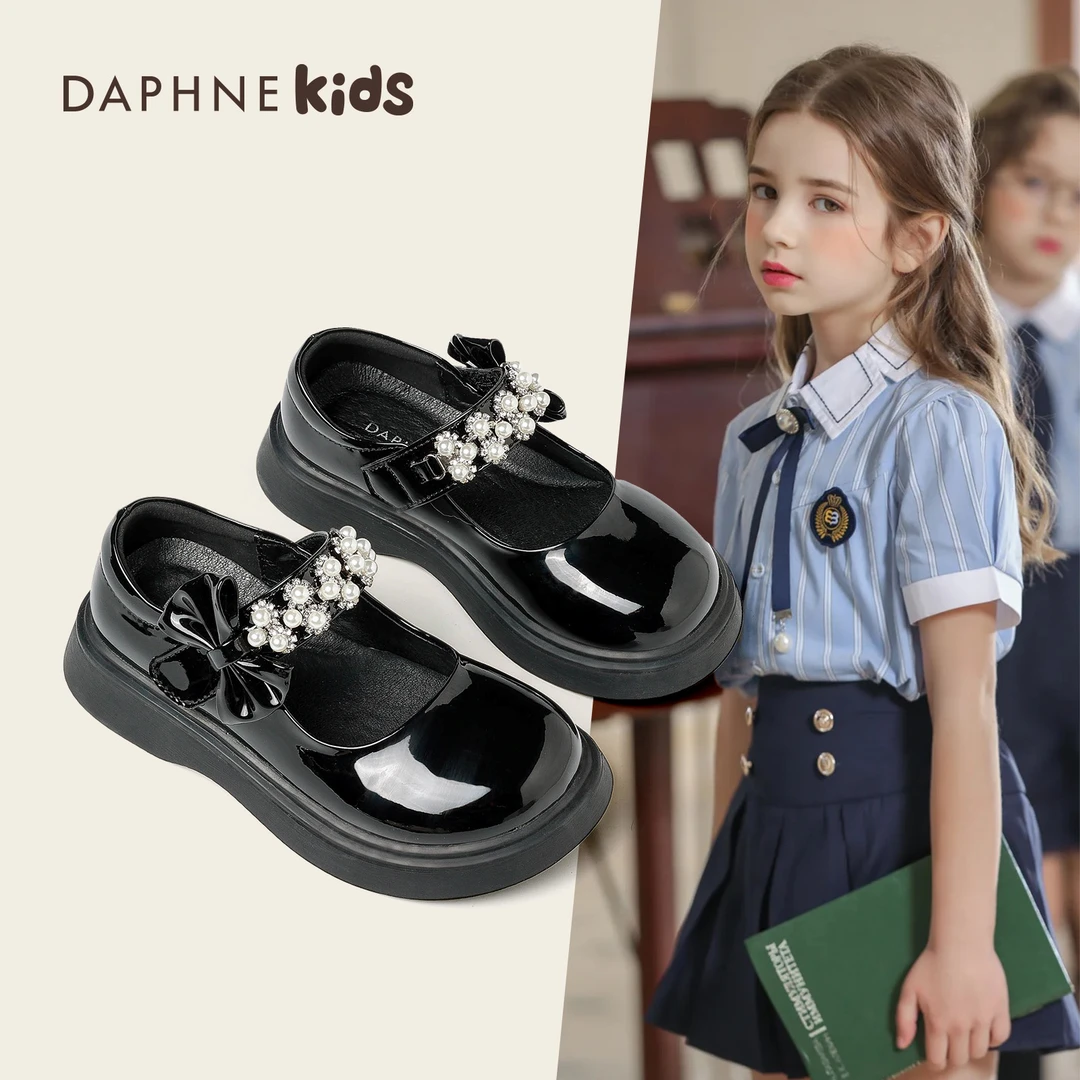 达芙妮Daphne女童小皮鞋2025秋季新款儿童鞋子软底黑色演出鞋百搭