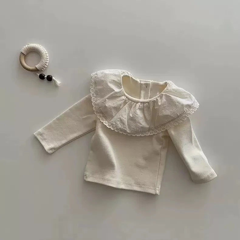 秋款花边荷叶领打底衫