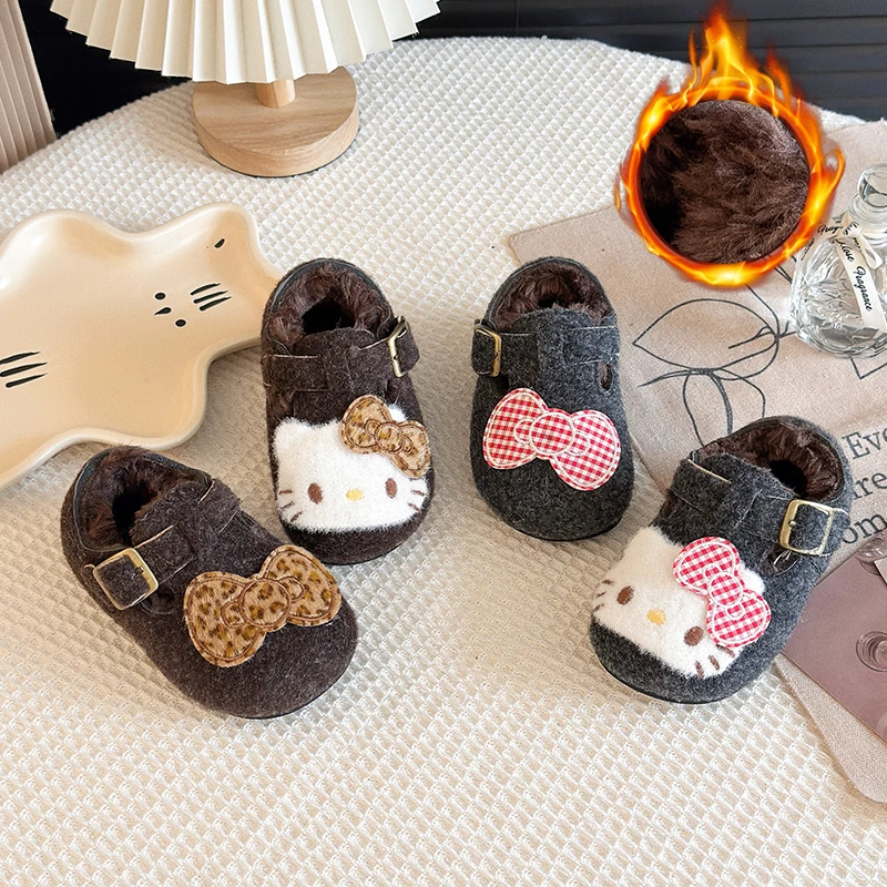 女童大棉勃肯鞋2025冬季新款小女孩可爱猫咪卡通加绒加厚保暖棉鞋