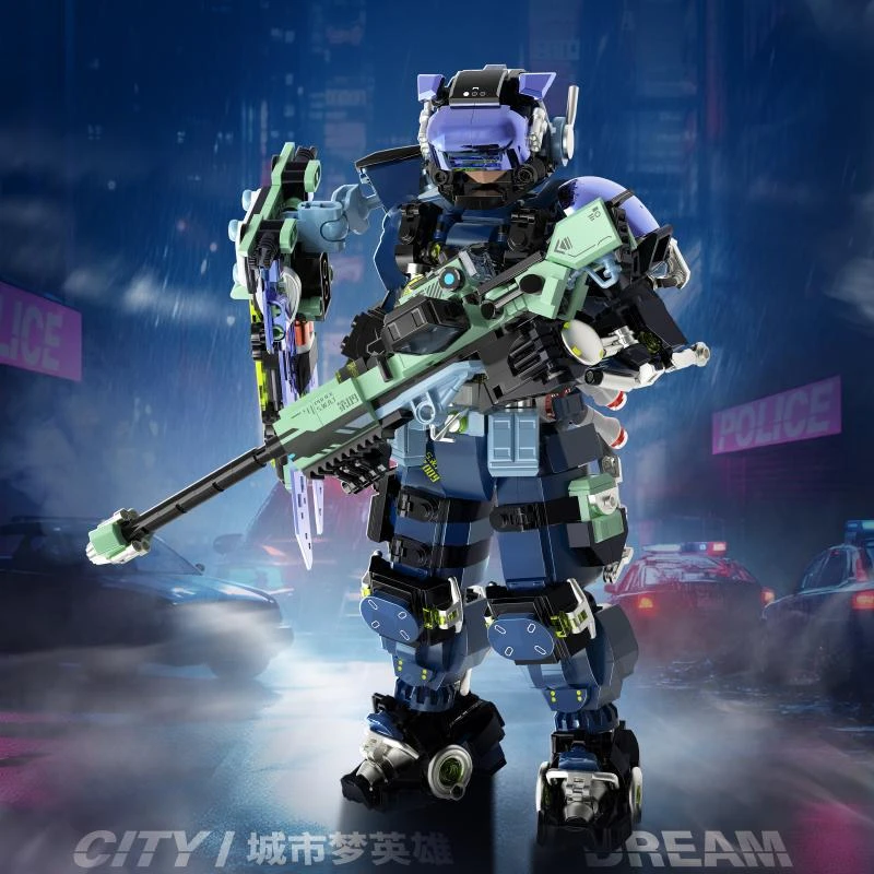 iblock1102飓风行动城市英雄特警高难度益智拼装积木送男友礼物