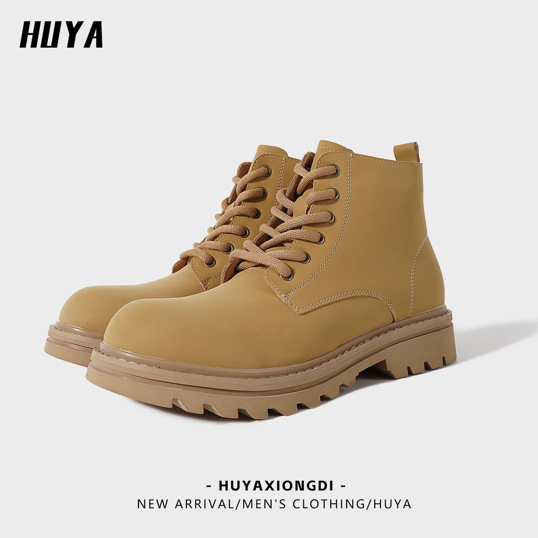 HUYA冬季上新百搭耐磨防滑厚底休闲鞋男潮牌高级感痞帅马丁靴C906
